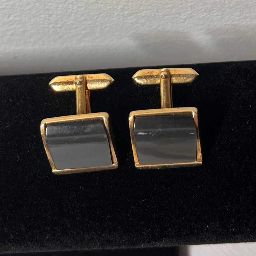 Vintage Gold and black square Cufflinks